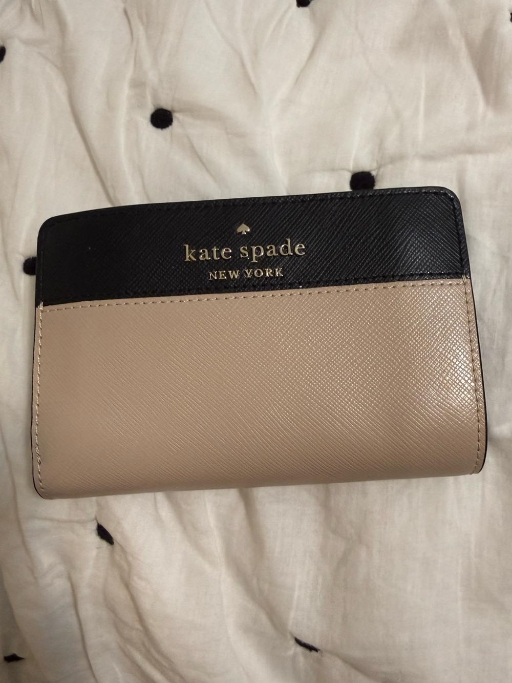 kate spade Two-Tone Black and Beige Saffiano Wallet
